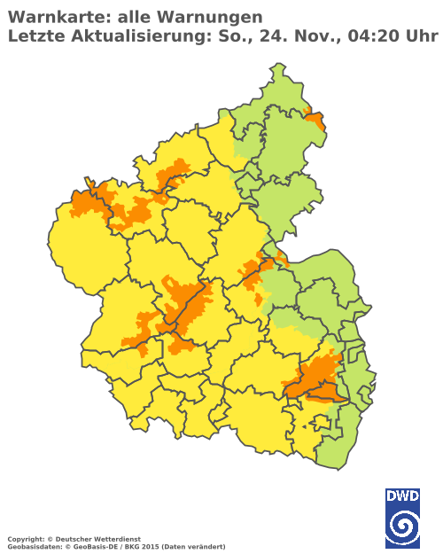 Aktuelle Unwetterwarnungen für Rheinland-Pfalz