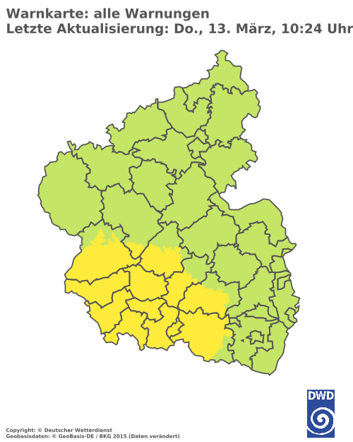 Aktuelle Unwetterwarnungen für Rheinland-Pfalz