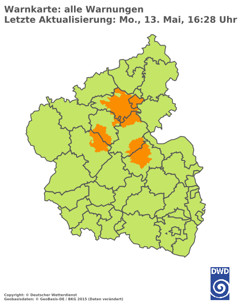 Aktuelle Unwetterwarnungen für Rheinland-Pfalz