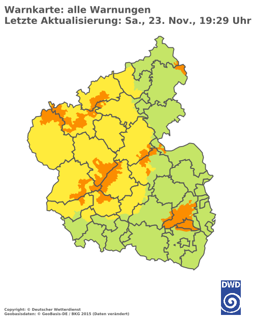 Aktuelle Unwetterwarnungen für Rheinland-Pfalz