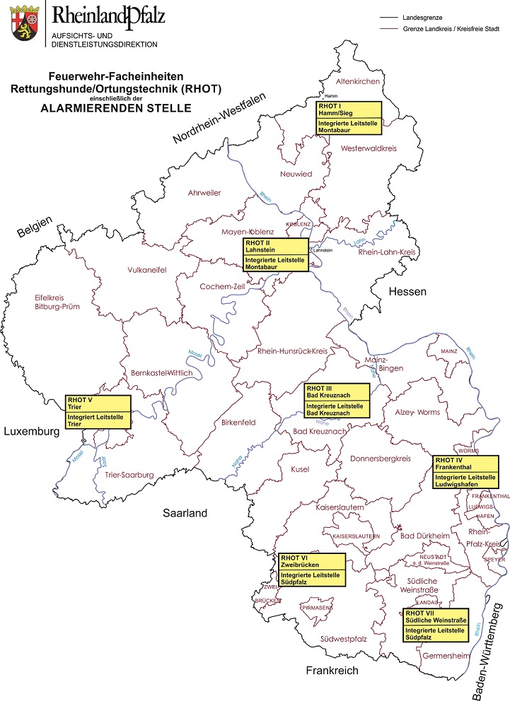 Die Verteilung der RHOT Einheiten im Land Rheinland-Pfalz